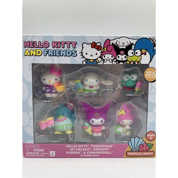 Jazwares Collectible Hello Kitty And Friends 6 Figure Pack Tropical Party Sealed - Picture 2 of 14